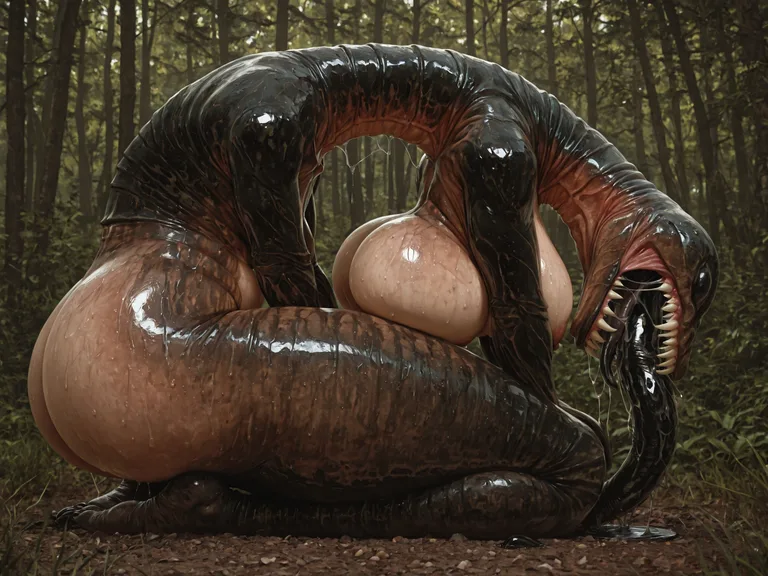 photorealism, fellatio_horror, leech, faceless, grotesque, d