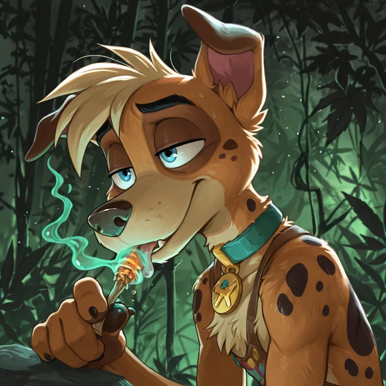 Anthro Stoner Fox in Neon Dalmatian Fur