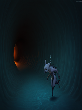 Crow Shifter in Underwater Cavern