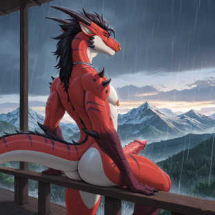 Majestic Wyvern Dragon in Mountain Storm