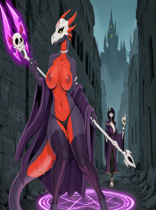 Cynder the Corrupted Sorceress in Stormy Ruins