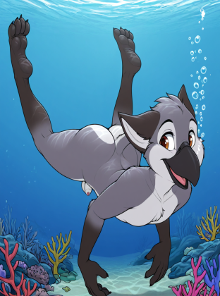 Crow Man Underwater Exploration