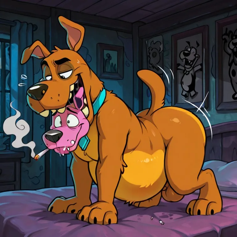 Scooby And Courage In A 90s Cartoon Scene Marijuana