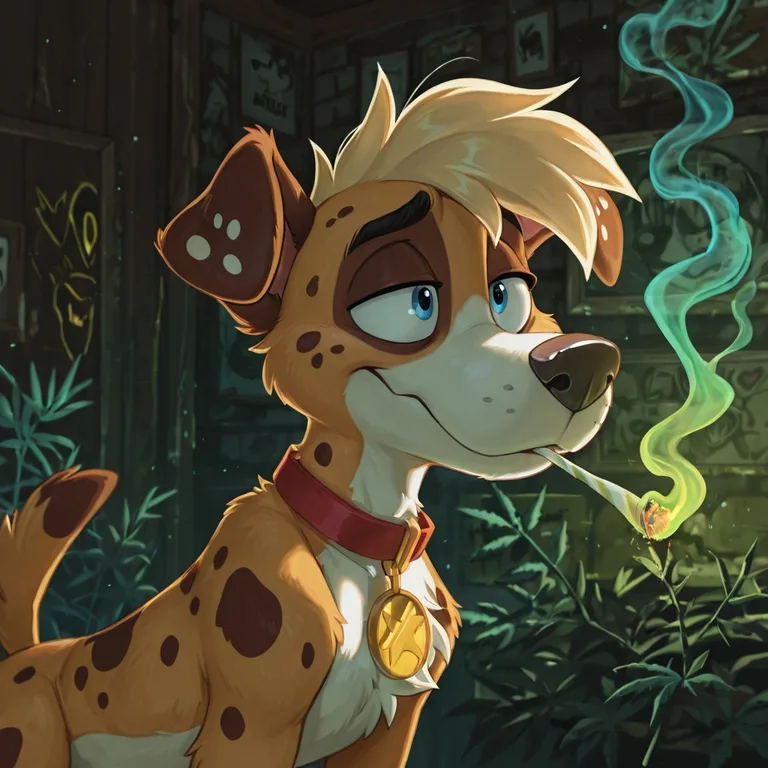 Anthro Courage-Scooby Hybrid in Neon Glow