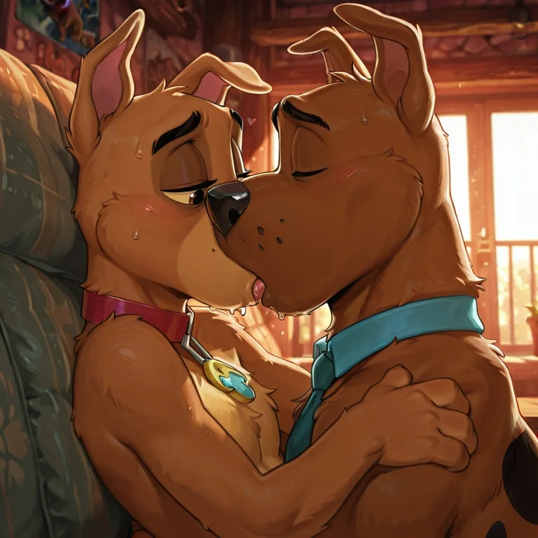 Courage and Scooby Sharing a Kiss