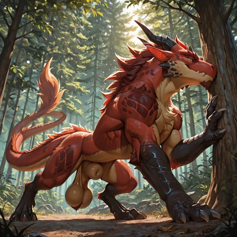 Majestic Furred Dragon on All Fours