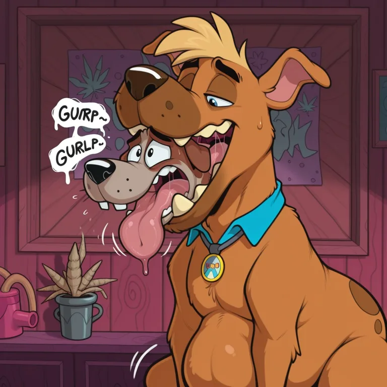 Courage And Scooby In Rainbow Collars