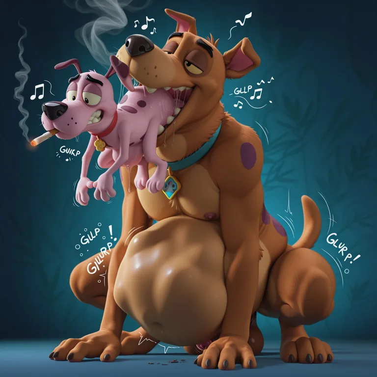 Courage the Cowardly Dog Enjoying Nature's Herbs