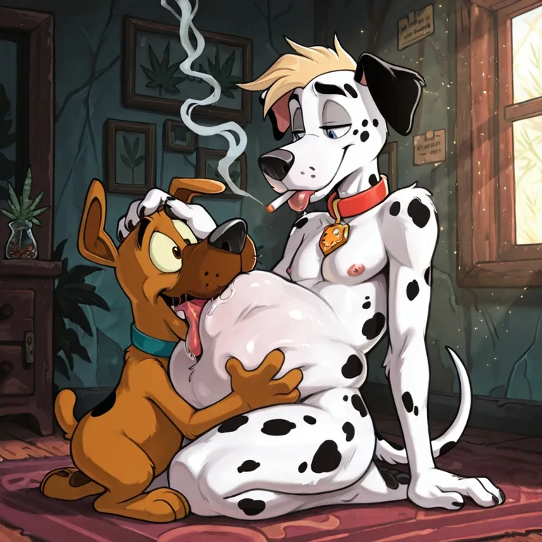 Anthro Courage the Cowardly Dog in Seductive Vore Scene