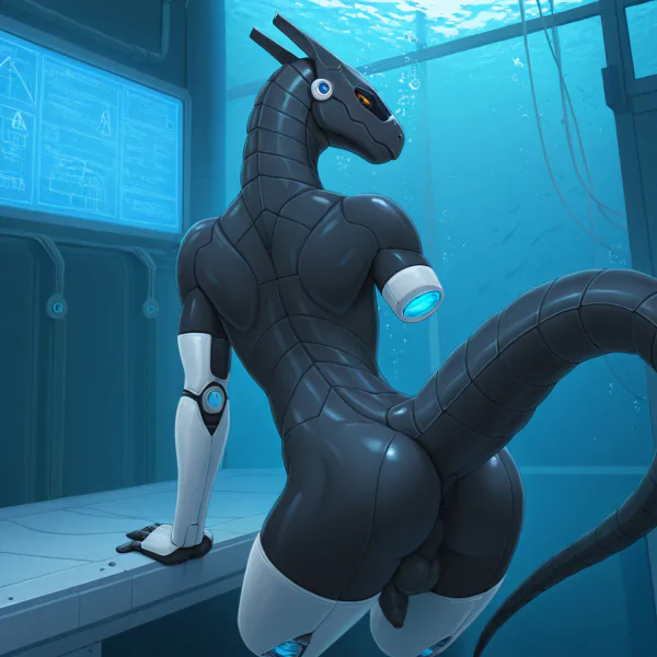 Abyssal Cyborg Synth in Submerged Lab