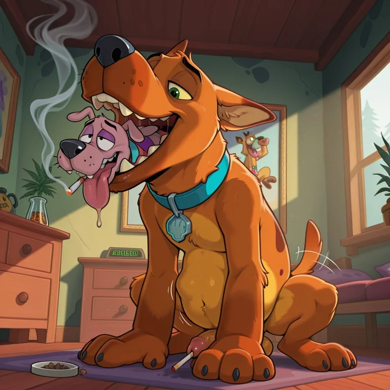 Courage and Scooby Share a Hazy Afternoon