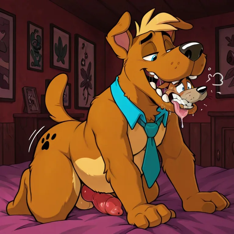A Blonde Courage Dog in a Rainbow Collar