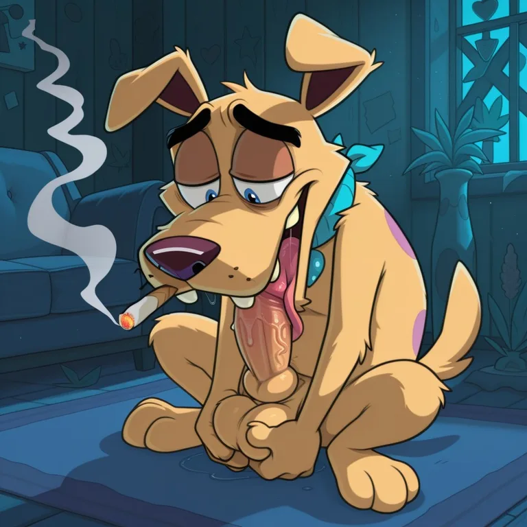 Stoned Courage the Cowardly Dog Smoking Weed