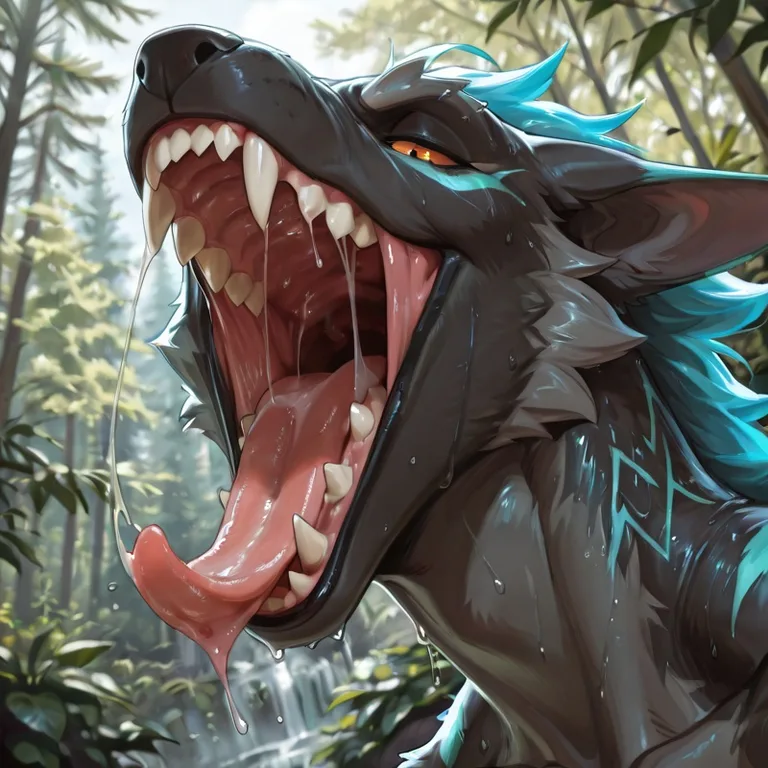 Roaring T-Rex with Saliva-Dripping Jaws