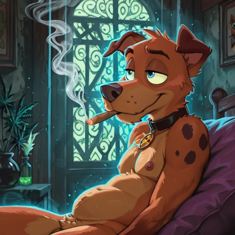 Stoned Courage the Cowardly Dog Smoking Marijuana