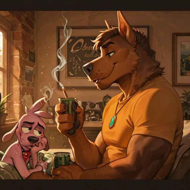 Courage and Scooby Smoking Marijuana