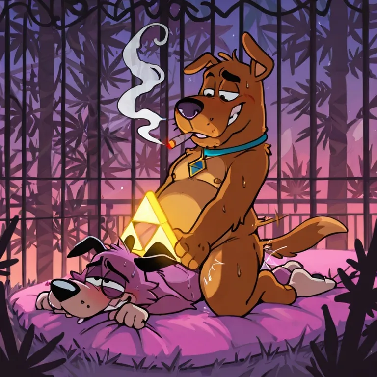 Courage the Cowardly Dog and Scooby Doo Embracing