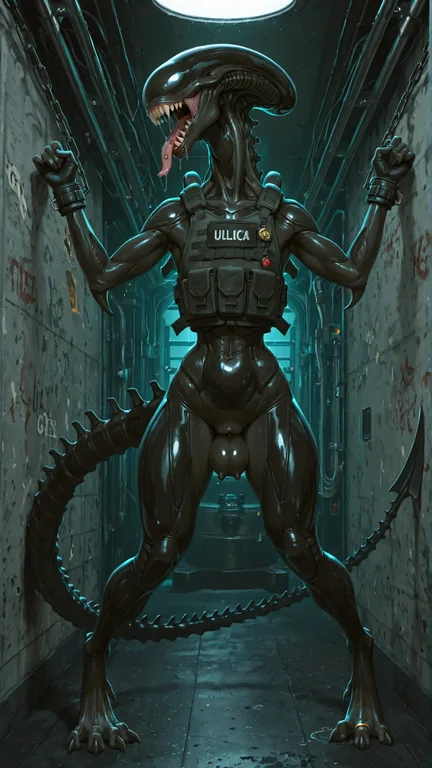 Alien Insectoid Warrior in Submarine Setting