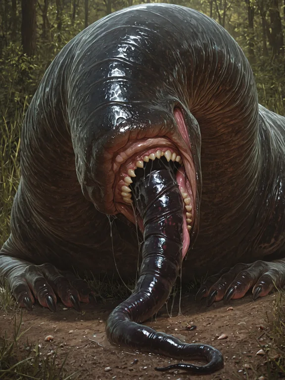 photorealism, fellatio_horror, leech, grotesque, disgusting_