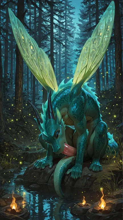 Fairy Dragon Engaging in Autofellatio