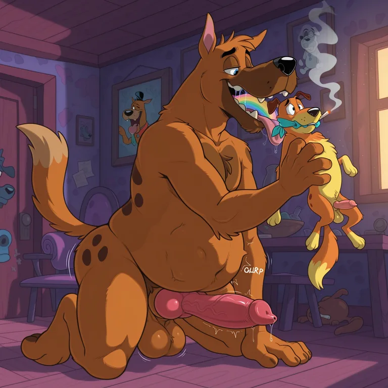 Anthro Dog Courage The Cowardly Swallowing Scooby Doo