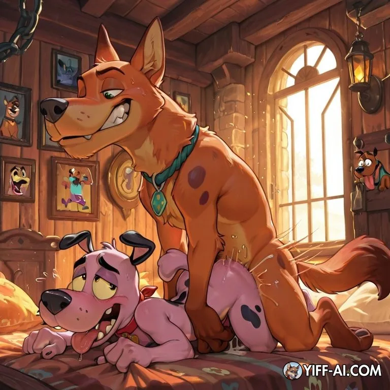 Courage the Cowardly Dog and Nick Wilde in Animated Scene