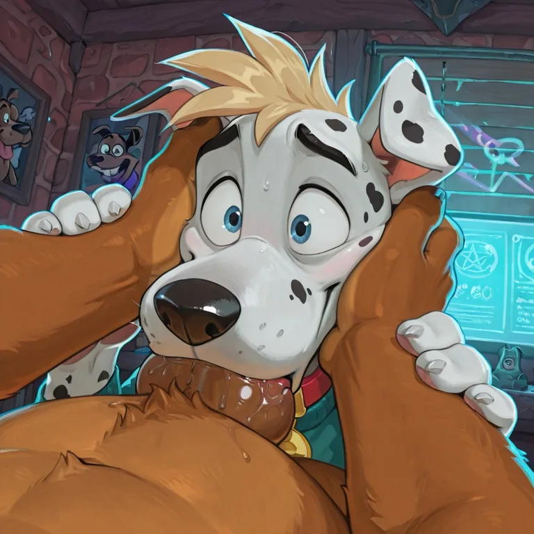 Courage and Scooby Doo in Neon Rainbow Scene
