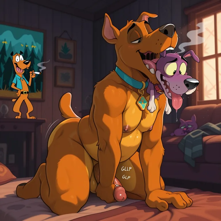 Scooby-Doo and Courage Share a Joint