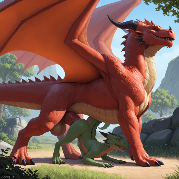 Majestic Dragon Mating with Kobold