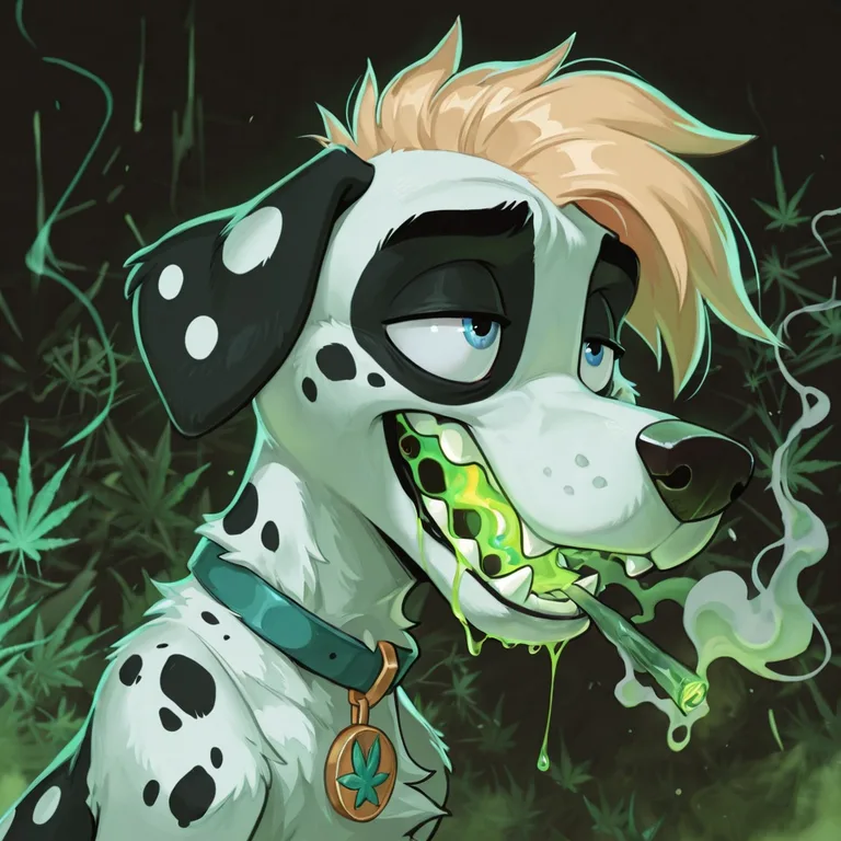 Stoned Anthro Fox with Dalmatian Fur Pattern
