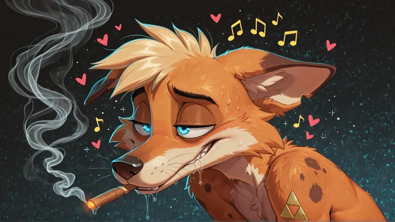 Playful Fox with Rainbow Fur and Glowing Spots