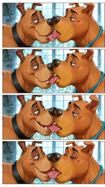Animated Duo's Drool-Filled Embrace