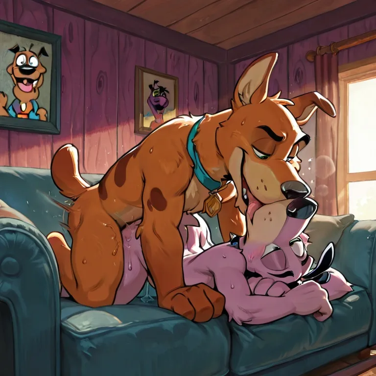 Canine Friends Sharing Intimate Moments