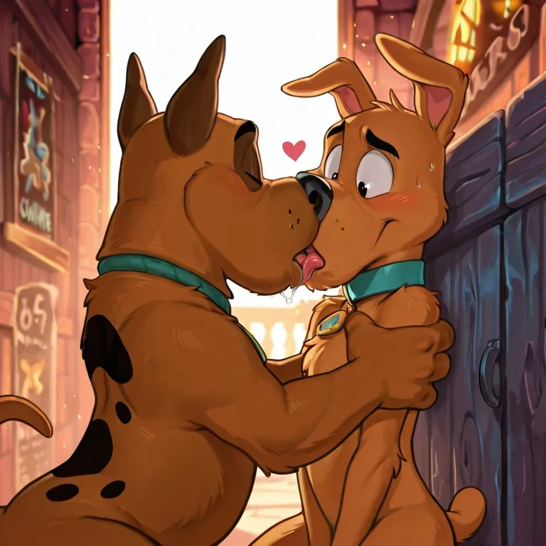 Courage and Scooby Share a Tender Kiss