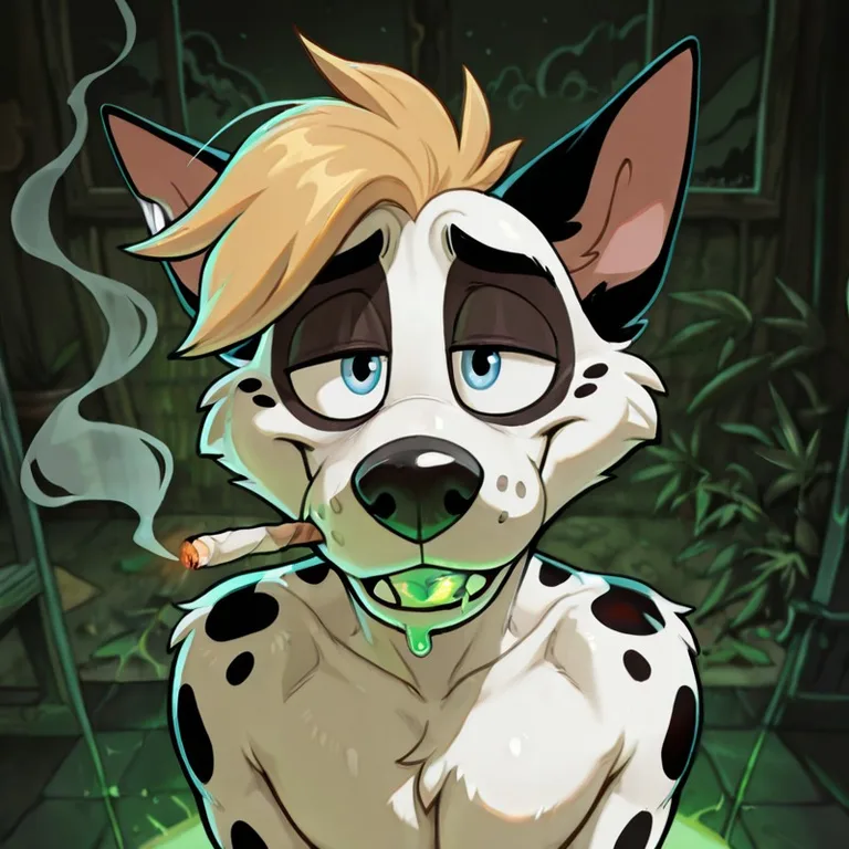 A Chubby Anthro Otter Smoking in the Dark