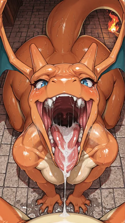 Charizard Female Crying With Open Mouth And Drool