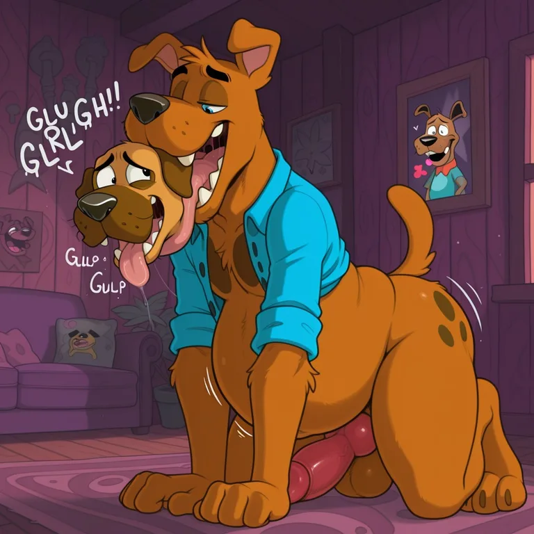 Two Toon Dogs In A Romantic Embrace