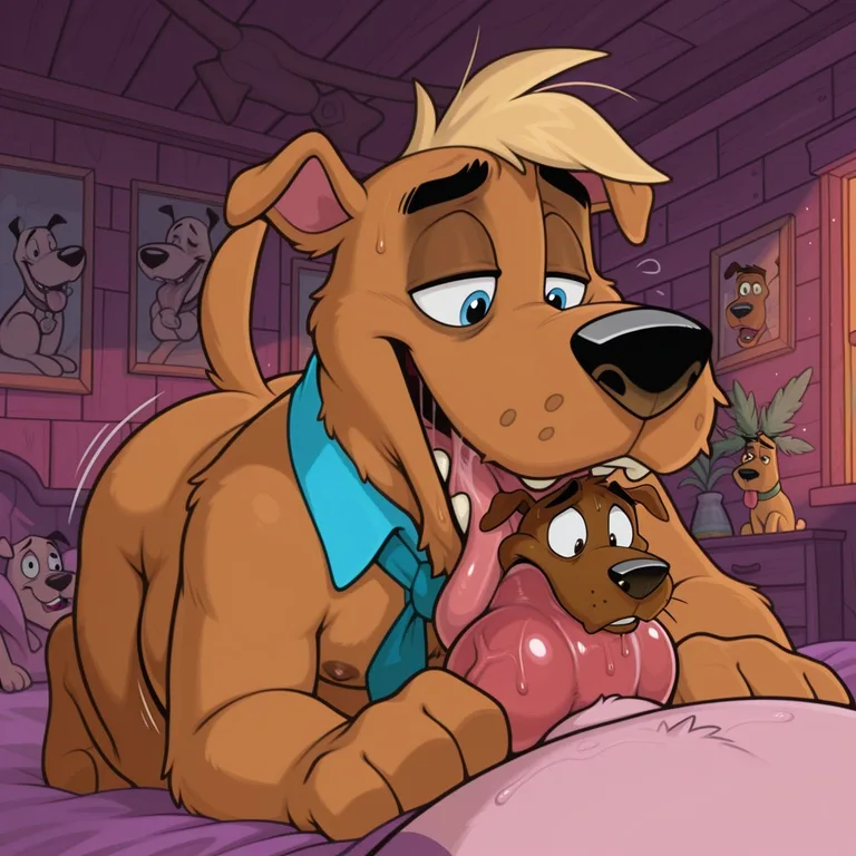 Two Anthro Dogs Sharing a Romantic Meadow Moment Solo