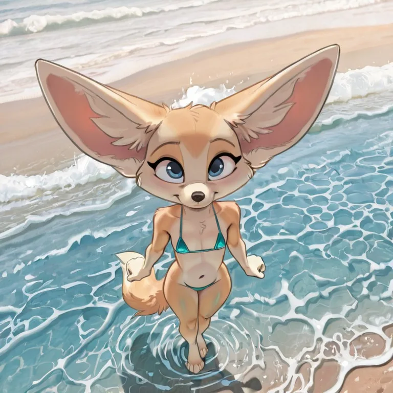 Fennec Fox on Coastal Beach