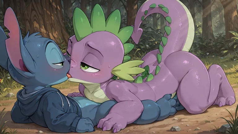 Spike the Dragon Kissing Stitch in Hoodie