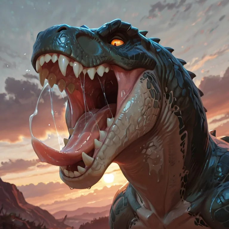 Tyrannosaurus Rex Swallowing Fox