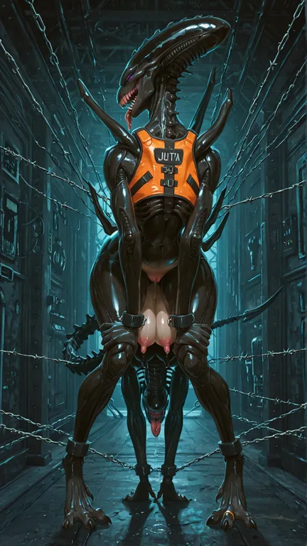 Alien Jackal Hybrid in Torture Restraints