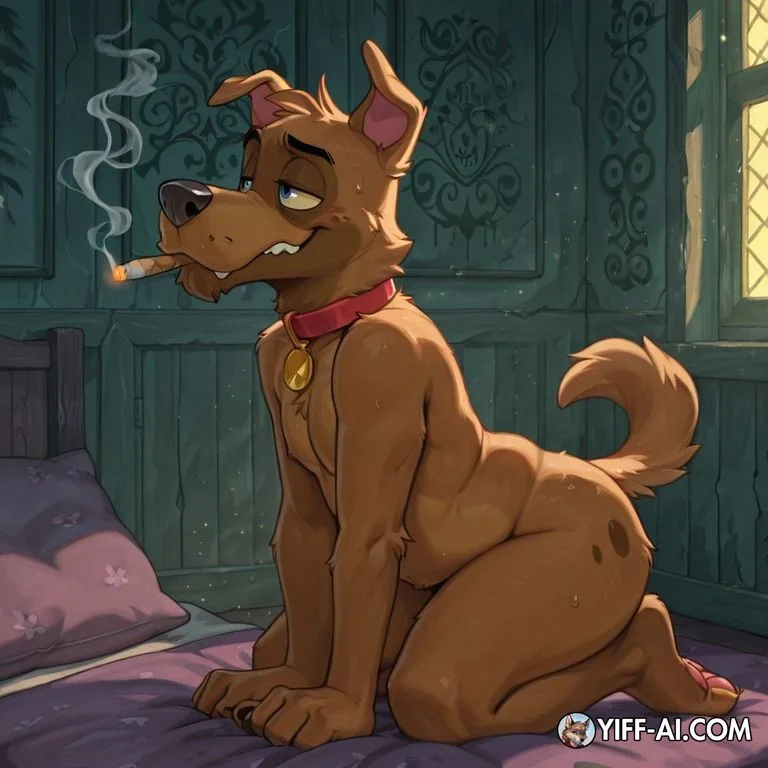 Anthro Dog Duo Enjoying Marijuana