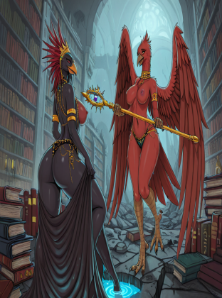 Tzeentch Sorceress in Ruined Library