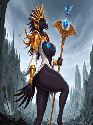 Lord of Change Amidst Ruined Cathedral