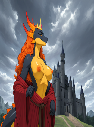 Majestic Dragon Queen in Castle Throne Room