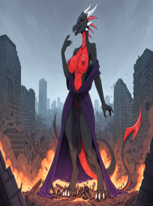 Cynder the Corrupted Dragon in Ruined Landscape