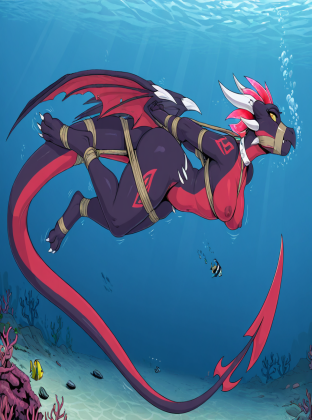 Cynder the Dragoness Bound Underwater