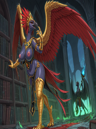 Tzeentch's Avian Lord in Ruined Library