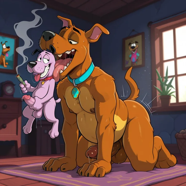 Two Cartoon Dogs in a 90s Alley